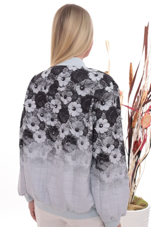 Gradient Floral Print Embellished Bomber Jacket