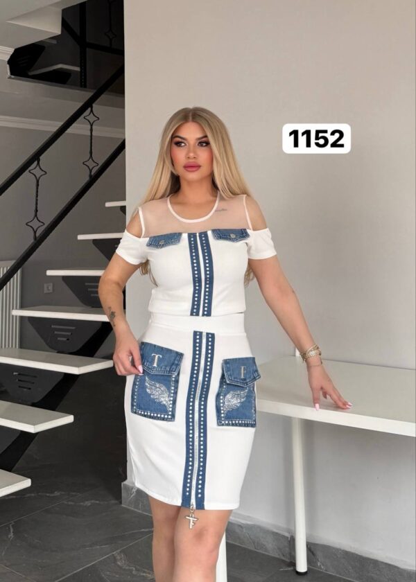 Wholesale Lace-Trimmed Blazer and Skirt Suit