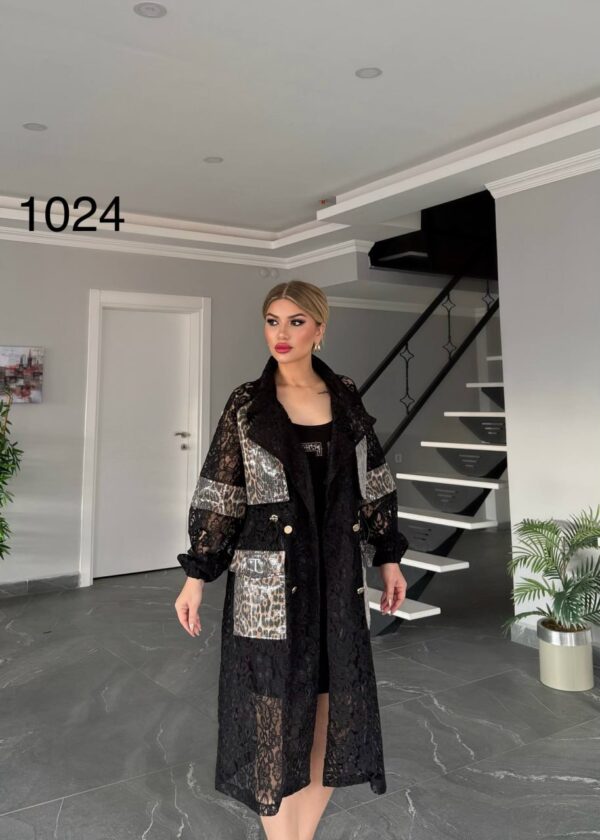 Statement Lace Duster with Leopard & Sequin Patches