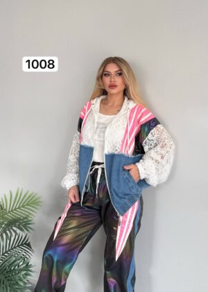 Statement Lace Duster with Leopard & Sequin Patches