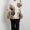 Women's Baroque Gold Leaf Print Blouse