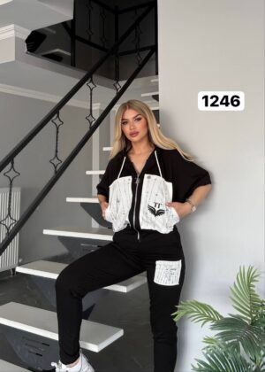 Wholesale Two-Tone Hooded Tracksuit Set