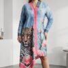 Wholesale Asymmetric Leopard & Floral Print Tunic Dress