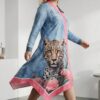 Wholesale Asymmetric Leopard & Floral Print Tunic Dress