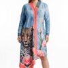 Wholesale Asymmetric Leopard & Floral Print Tunic Dress