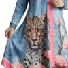 Wholesale Asymmetric Leopard & Floral Print Tunic Dress
