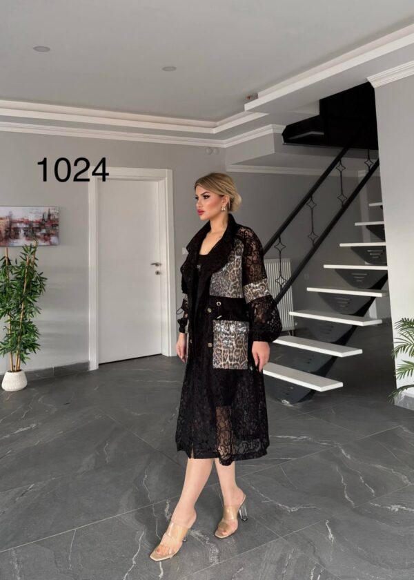 Statement Lace Duster with Leopard & Sequin Patches