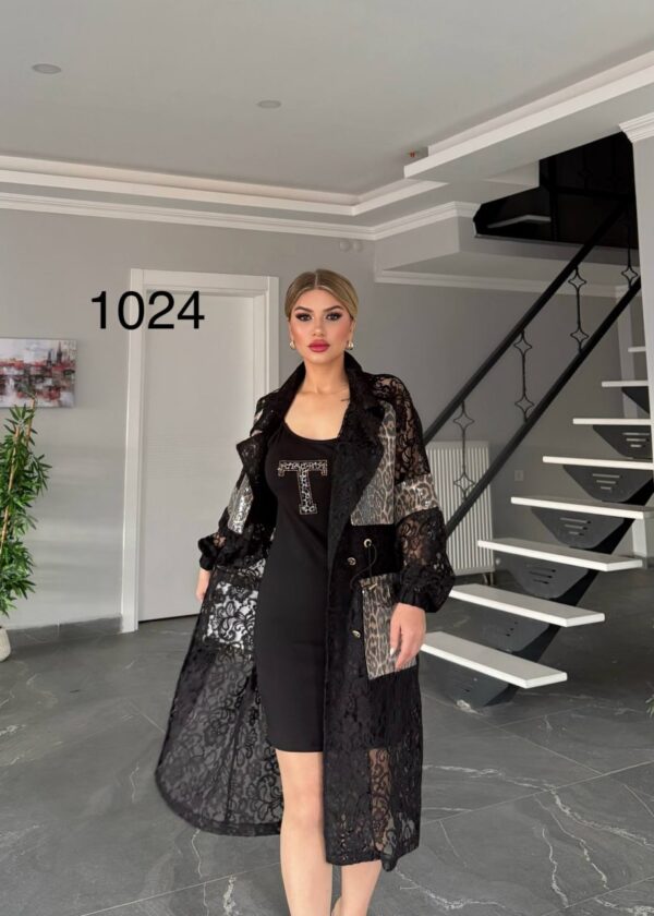 Statement Lace Duster with Leopard & Sequin Patches