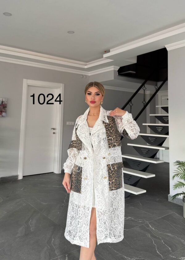 Statement Lace Duster with Leopard & Sequin Patches