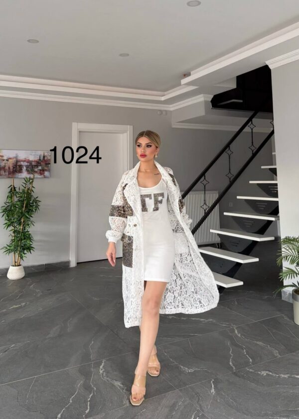 Statement Lace Duster with Leopard & Sequin Patches