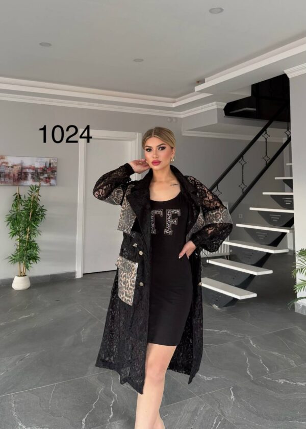 Statement Lace Duster with Leopard & Sequin Patches