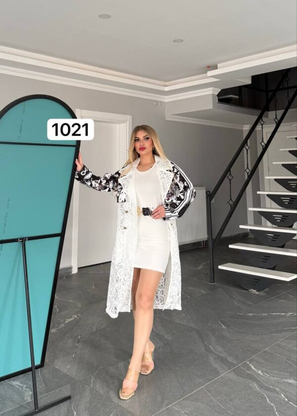 Elegant Lace Long Jacket and Mini Dress Set