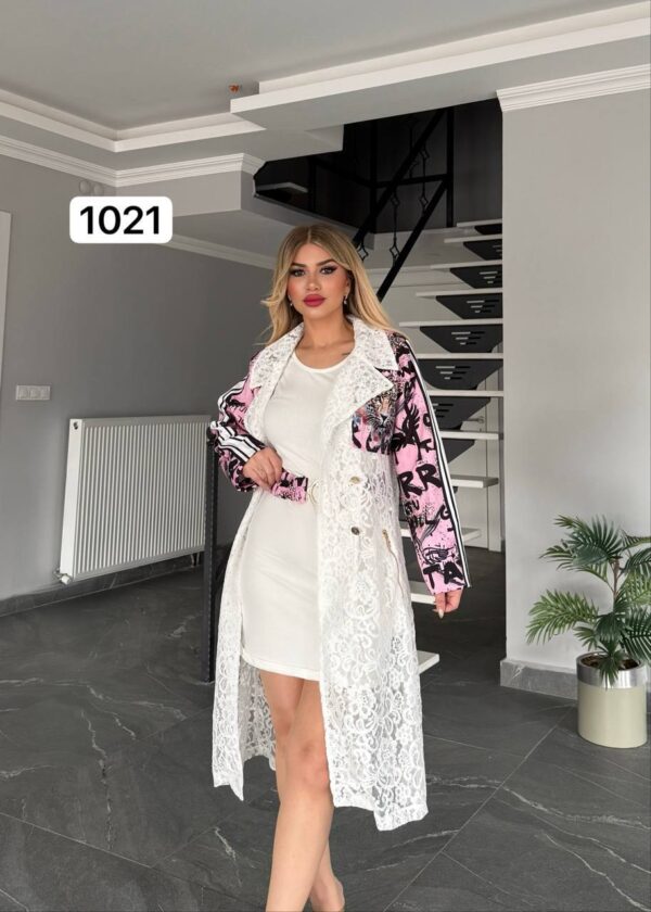 Elegant Lace Long Jacket and Mini Dress Set