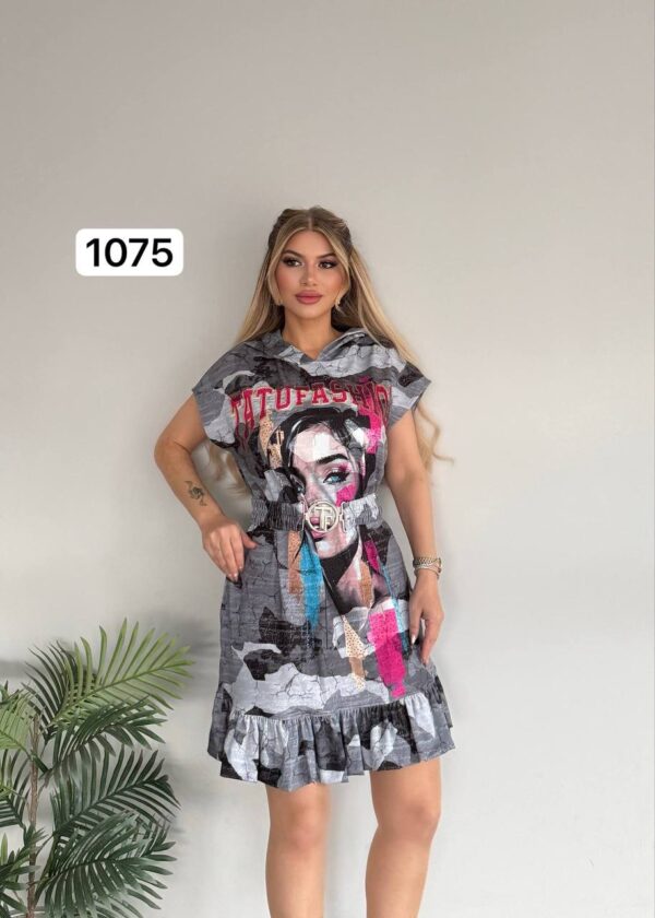 Printed Dress with Belt