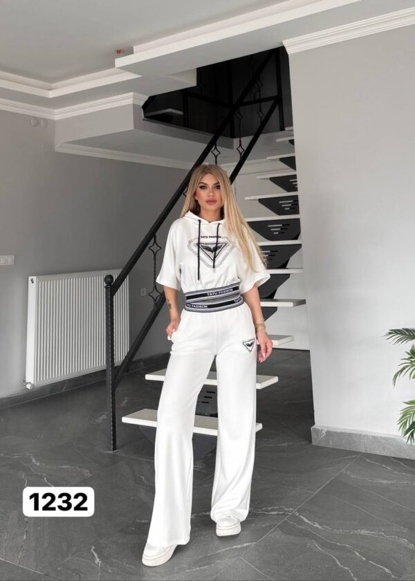 Embellished Logo Hoodie & Wide-Leg Pant Set