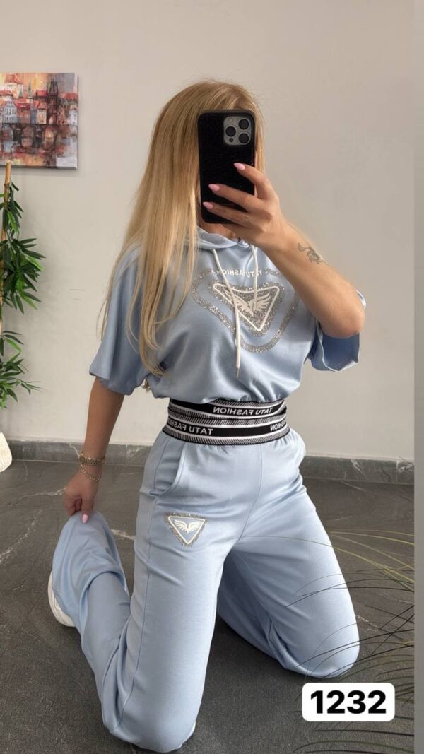 Embellished Logo Hoodie & Wide-Leg Pant Set