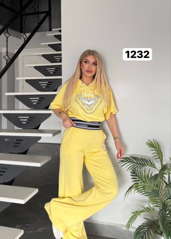 Embellished Logo Hoodie & Wide-Leg Pant Set