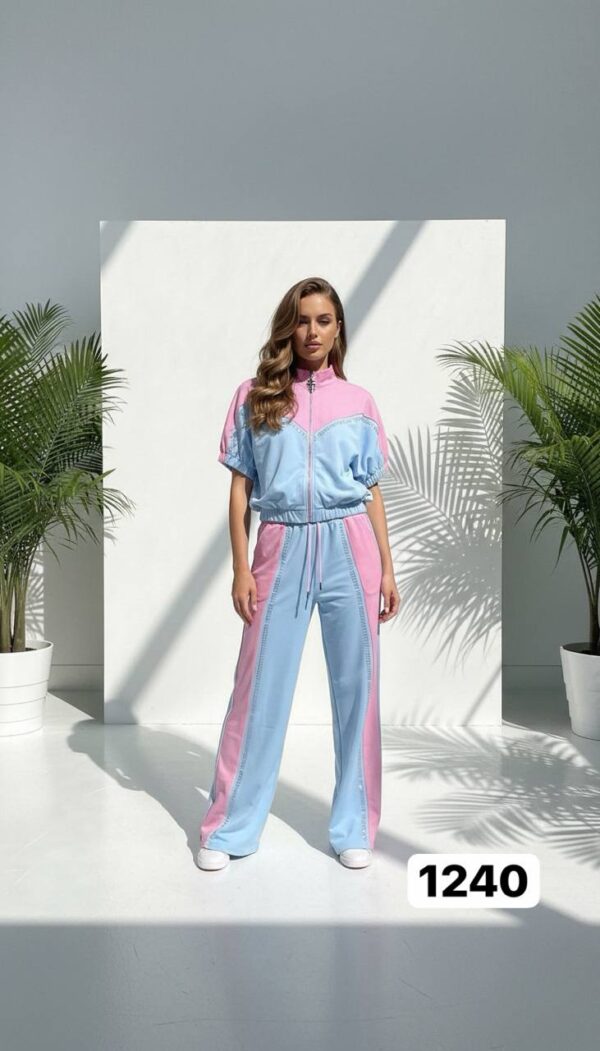 Color Block Zip-Up Athleisure Set