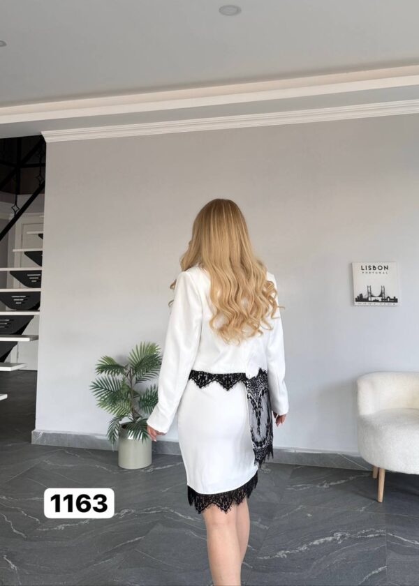 Wholesale Lace-Trimmed Blazer and Skirt Suit