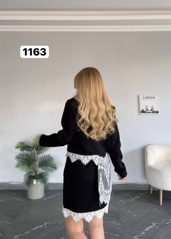 Wholesale Lace-Trimmed Blazer and Skirt Suit