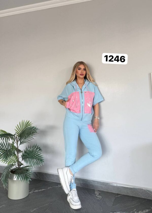 Wholesale Two-Tone Hooded Tracksuit Set