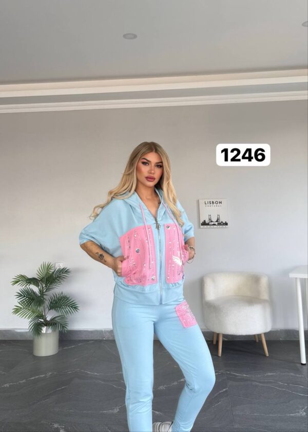 Wholesale Two-Tone Hooded Tracksuit Set