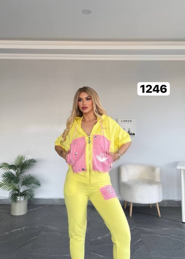 Wholesale Two-Tone Hooded Tracksuit Set