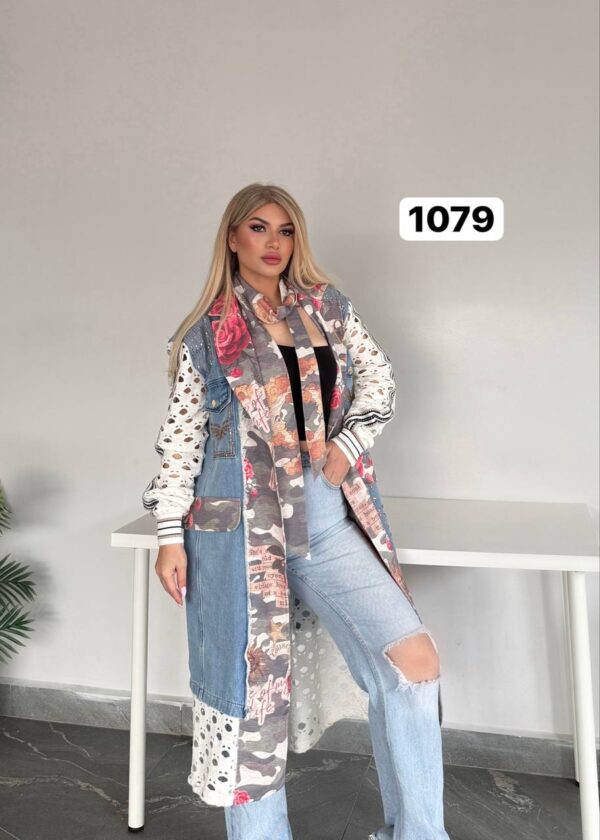 Mixed-Media Denim Vest and Pant Set