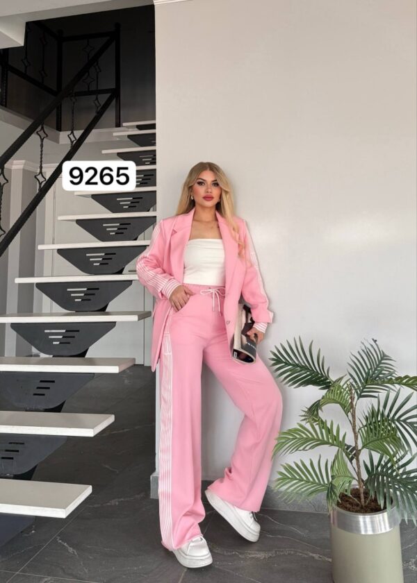 Women's Striped Blazer and Trousers Two-Piece Set