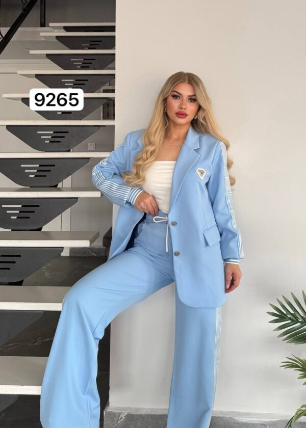 Women's Striped Blazer and Trousers Two-Piece Set