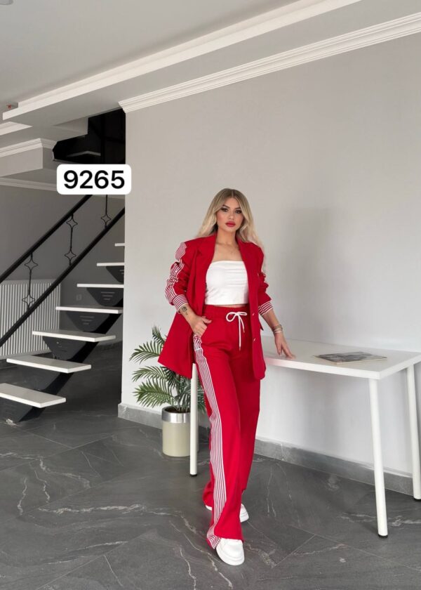 Women's Striped Blazer and Trousers Two-Piece Set