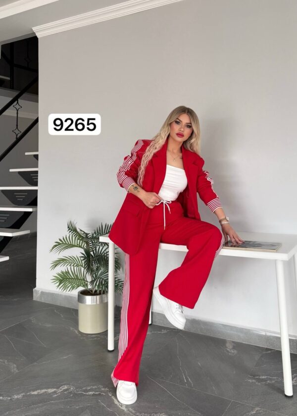 Women's Striped Blazer and Trousers Two-Piece Set