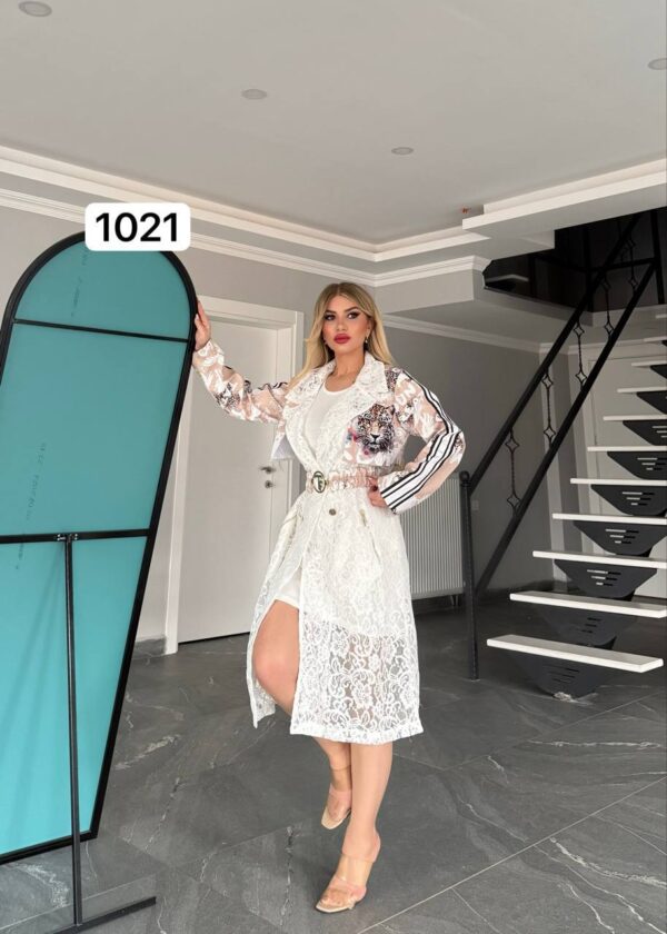 Elegant Lace Long Jacket and Mini Dress Set