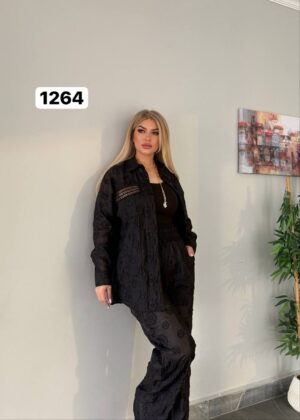 Sheer Floral Embroidered Two-Piece Pant Set