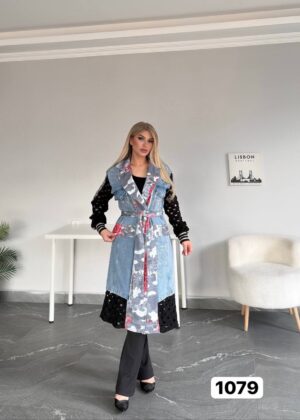 Mixed-Media Denim Vest and Pant Set