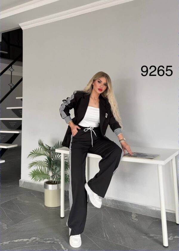 Women's Striped Blazer and Trousers Two-Piece Set