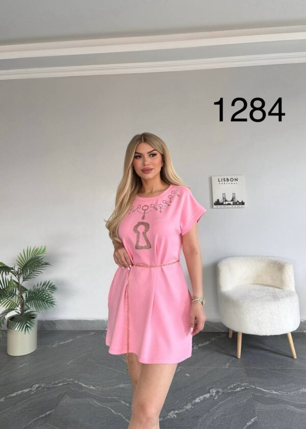 Wholesale Embroidered Keyhole T-Shirt Dress