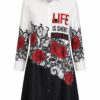 Wholesale Rose & Lace Print Embellished Tunic Shirt