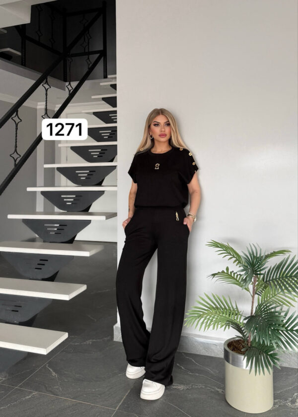 Wholesale Button-Shoulder Top & Palazzo Pants Set