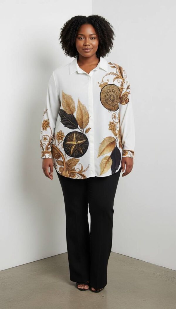 Women's Baroque Gold Leaf Print Blouse