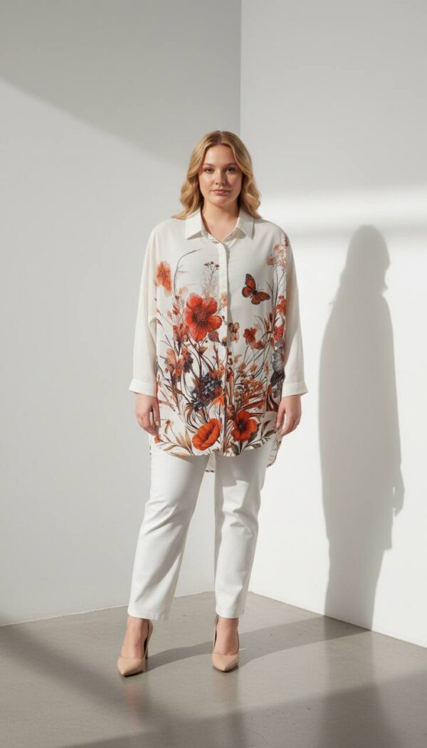 Wholesale Floral & Butterfly Print Tunic Shirt