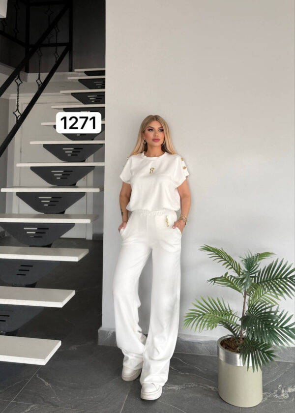 Wholesale Button-Shoulder Top & Palazzo Pants Set