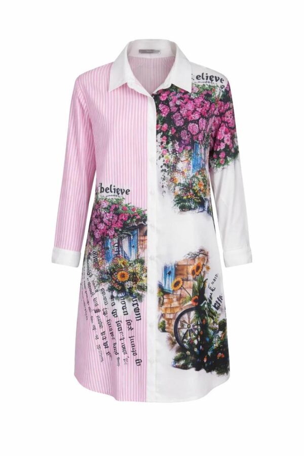 Wholesale Artistic Mixed-Print Shirtdress