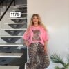 Women's Leopard Graphic Top and Print Pants Set