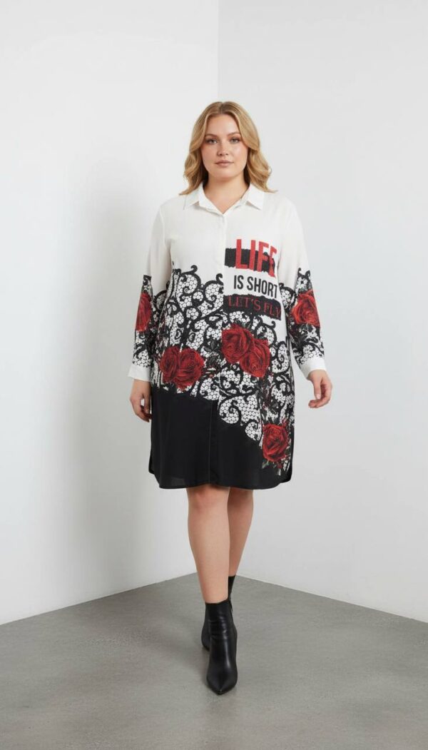 Wholesale Rose & Lace Print Embellished Tunic Shirt