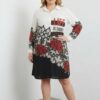 Wholesale Rose & Lace Print Embellished Tunic Shirt