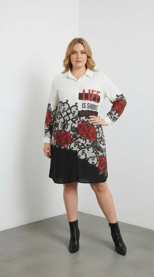 Wholesale Rose & Lace Print Embellished Tunic Shirt