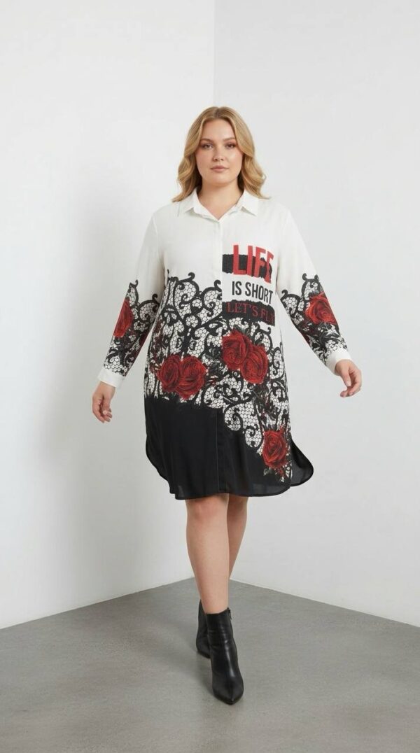 Wholesale Rose & Lace Print Embellished Tunic Shirt
