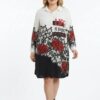 Wholesale Rose & Lace Print Embellished Tunic Shirt