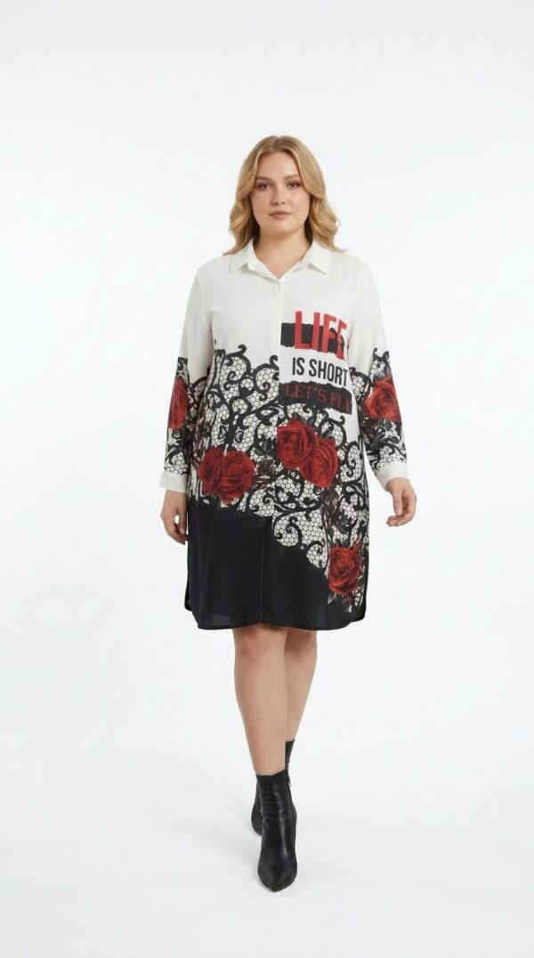 Wholesale Rose & Lace Print Embellished Tunic Shirt